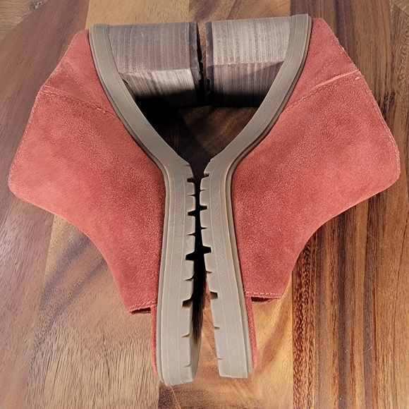 Lucky Brand Dalliey Chunky Mules Size 8.5 Suede Block Heel Pumpkin Spice Fall - Picture 10 of 12